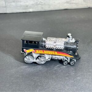 Vintage 1995 Hot Wheels Rail Rodder Train Locomotive Black Orange‎ Mattel